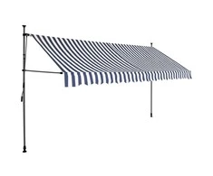 Rankinė ištraukiama markizė su LED, mėlyna ir balta, 400cm