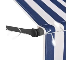 Rankinė ištraukiama markizė su LED, mėlyna ir balta, 150cm