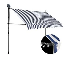 Rankinė ištraukiama markizė su LED, mėlyna ir balta, 250cm