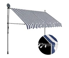 Rankinė ištraukiama markizė su LED, mėlyna ir balta, 300cm