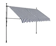 Rankinė ištraukiama markizė su LED, mėlyna ir balta, 300cm