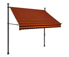 Rankinė ištraukiama markizė su LED, oranžinė ir ruda, 200cm