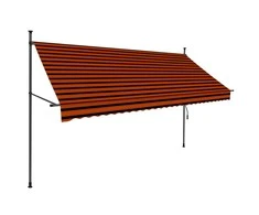 Rankinė ištraukiama markizė su LED, oranžinė ir ruda, 300cm