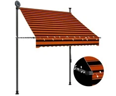 Rankinė ištraukiama markizė su LED, oranžinė ir ruda, 150cm