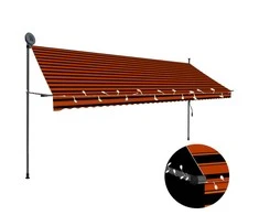 Rankinė ištraukiama markizė su LED, oranžinė ir ruda, 400cm