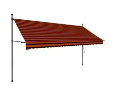 Rankinė ištraukiama markizė su LED, oranžinė ir ruda, 350cm