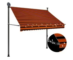 Rankinė ištraukiama markizė su LED, oranžinė ir ruda, 200cm