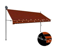 Rankinė ištraukiama markizė su LED, oranžinė ir ruda, 350cm