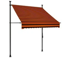 Rankinė ištraukiama markizė su LED, oranžinė ir ruda, 150cm