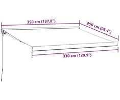 Rankiniu būdu ištraukiama markizė, bordo spalvos, 350x250cm