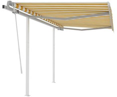 Rankiniu būdu ištraukiama markizė, geltona ir balta, 3x2,5m