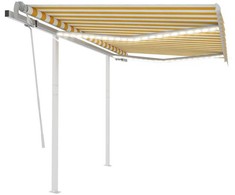 Rankiniu būdu ištraukiama markizė, geltona ir balta, 3x2,5m