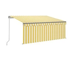 Rankiniu būdu ištraukiama markizė, geltona ir balta, 3,5x2,5m