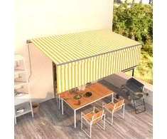 Rankiniu būdu ištraukiama markizė, geltona ir balta, 5x3m