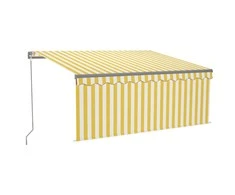 Rankiniu būdu ištraukiama markizė, geltona ir balta, 3,5x2,5m