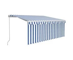 Rankiniu būdu ištraukiama markizė, mėlyna ir balta, 3x2,5m