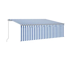 Rankiniu būdu ištraukiama markizė, mėlyna ir balta, 4x3m
