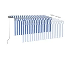 Rankiniu būdu ištraukiama markizė, mėlyna ir balta, 3x2,5m