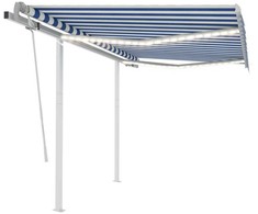 Rankiniu būdu ištraukiama markizė, mėlyna ir balta, 3x2,5m