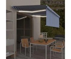 Rankiniu būdu ištraukiama markizė, mėlyna ir balta, 4x3m