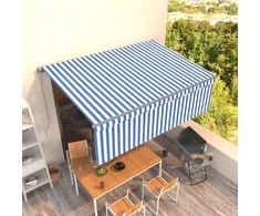 Rankiniu būdu ištraukiama markizė, mėlyna ir balta, 4,5x3m