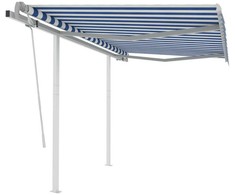 Rankiniu būdu ištraukiama markizė, mėlyna ir balta, 3x2,5m