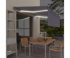 Rankiniu būdu ištraukiama markizė, mėlyna ir balta, 4x3m