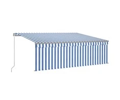 Rankiniu būdu ištraukiama markizė, mėlyna ir balta, 4x3m