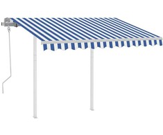 Rankiniu būdu ištraukiama markizė, mėlyna ir balta, 3x2,5m