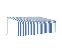 Rankiniu būdu ištraukiama markizė, mėlyna ir balta, 4,5x3m