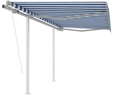 Rankiniu būdu ištraukiama markizė, mėlyna ir balta, 3,5x2,5m