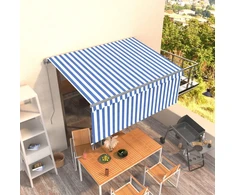 Rankiniu būdu ištraukiama markizė, mėlyna ir balta, 3x2,5m