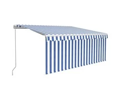 Rankiniu būdu ištraukiama markizė, mėlyna ir balta, 3x2,5m