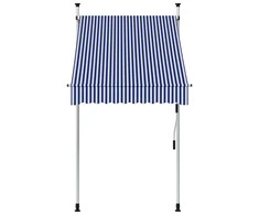 Rankiniu būdu ištraukiama markizė, mėlyni/balti dryžiai, 100cm
