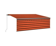 Rankiniu būdu ištraukiama markizė, oranžinė ir ruda, 4x3m