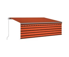 Rankiniu būdu ištraukiama markizė, oranžinė ir ruda, 4,5x3m