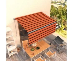 Rankiniu būdu ištraukiama markizė, oranžinė ir ruda, 3x2,5m