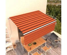 Rankiniu būdu ištraukiama markizė, oranžinė ir ruda, 4,5x3m