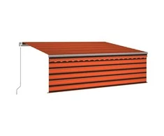 Rankiniu būdu ištraukiama markizė, oranžinė ir ruda, 4x3m