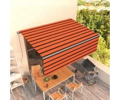 Rankiniu būdu ištraukiama markizė, oranžinė ir ruda, 4,5x3m