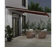 Rankiniu būdu ištraukiama markizė su LED, bordo, 600x350cm