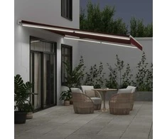 Rankiniu būdu ištraukiama markizė su LED, bordo, 500x350cm