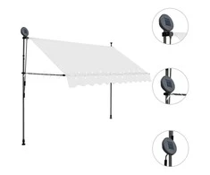 Rankiniu būdu ištraukiama markizė su LED, kreminė, 300cm