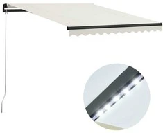 Rankiniu būdu ištraukiama markizė su LED, kreminė, 300x250cm