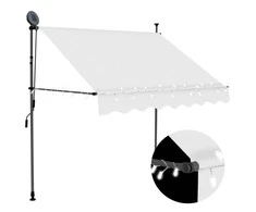 Rankiniu būdu ištraukiama markizė su LED, kreminė, 150cm