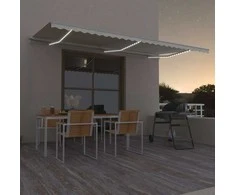 Rankiniu būdu ištraukiama markizė su LED, kreminė, 600x350cm