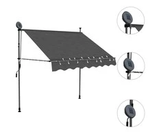 Rankiniu būdu ištraukiama markizė su LED, antracito, 150cm