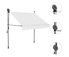Rankiniu būdu ištraukiama markizė su LED, kreminė, 150cm