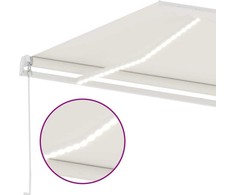 Rankiniu būdu ištraukiama markizė su LED, kreminė, 600x350cm