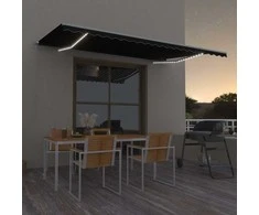 Rankiniu būdu ištraukiama markizė su LED, antracito, 500x300cm